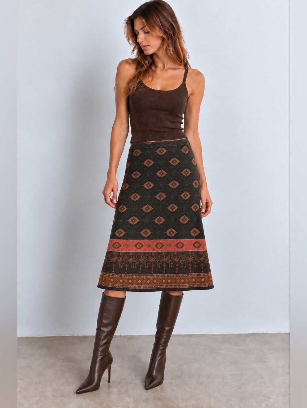 Peruvian Connection midi knit sweater skirt size M